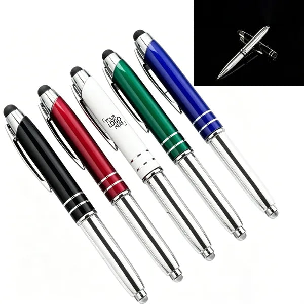 Metal LED Flashlight Office Stylus Pen