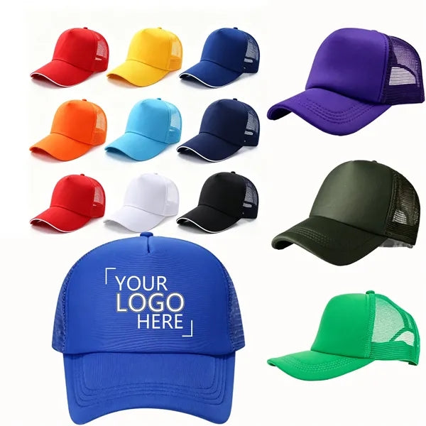Polyester Cotton Mesh Back Sandwich Visor Trucker Hat