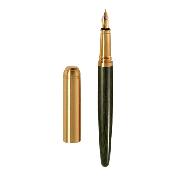 Brass and sandalwood business ink-cartridge fountain pen