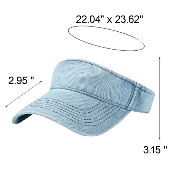 Washed Cotton Denim Empty Top Sport Sun Visor