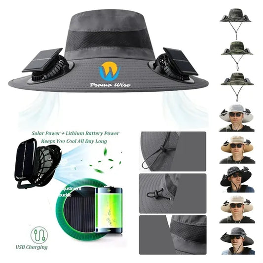Solar Powered Face Fans Sun Protection Wide Brim Hat
