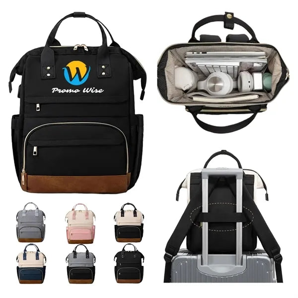 Large Lightweight Waterproof USB Port Baby Diaper Backpack