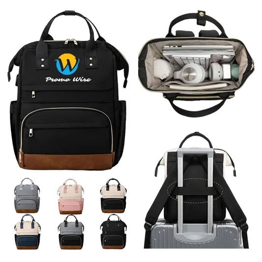 Large Lightweight Waterproof USB Port Baby Diaper Backpack