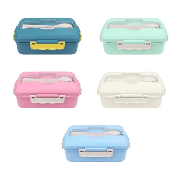 Wheat Straw Bento Lunch Box W/ Lid & Utensils