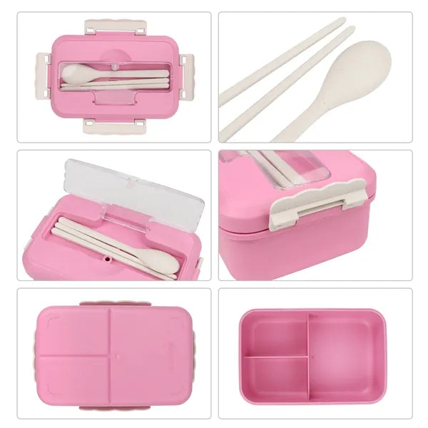 Wheat Straw Bento Lunch Box W/ Lid & Utensils