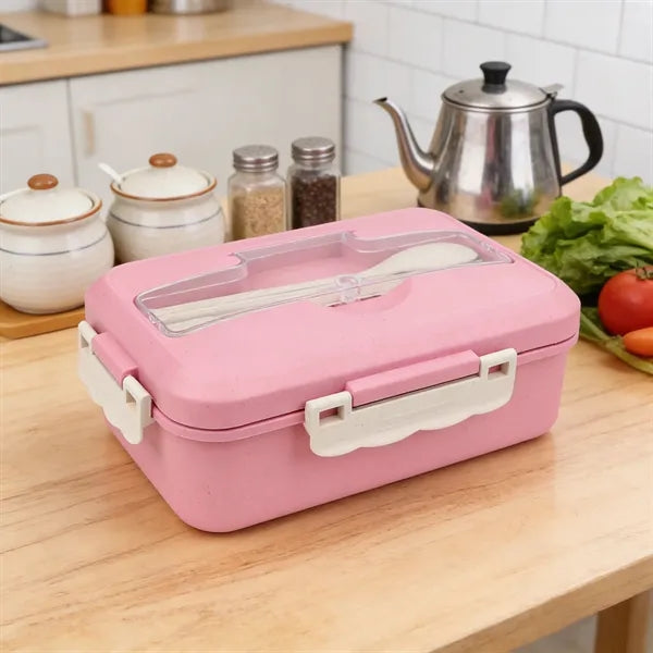 Wheat Straw Bento Lunch Box W/ Lid & Utensils