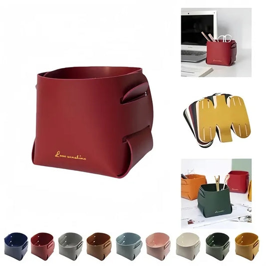 Simple Foldable Leather Storage Basket