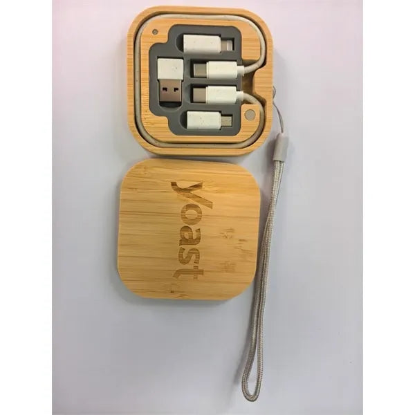 Bamboo Storage Box with Fast Charging Cable Kit