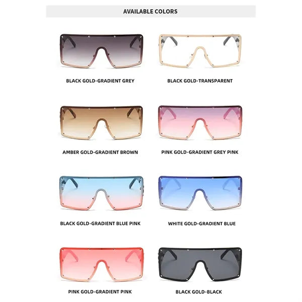 Oversized Flat Top Shield Sunglasses for Women & Men