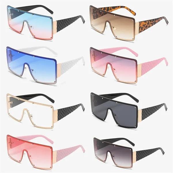 Oversized Flat Top Shield Sunglasses for Women & Men