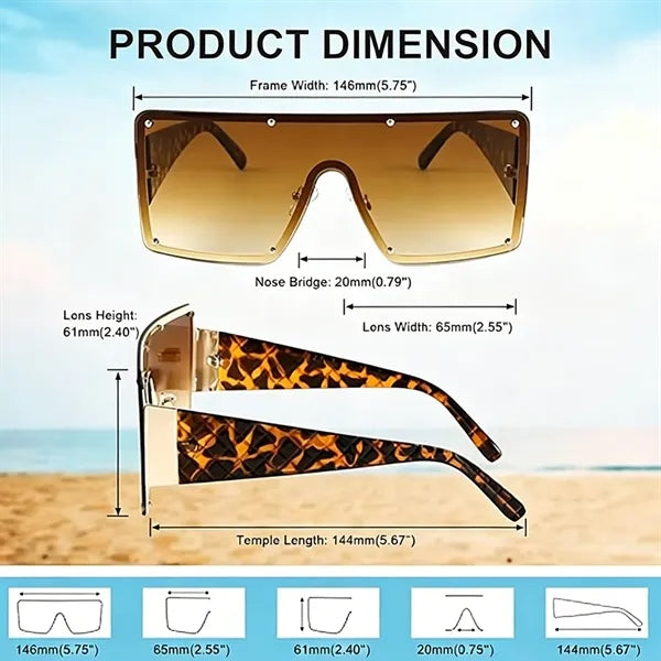 Oversized Flat Top Shield Sunglasses for Women & Men