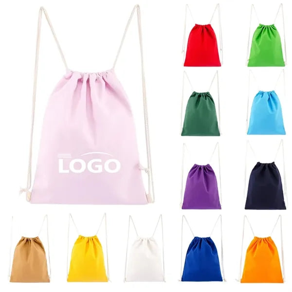 Multi-color Custom Logo Cotton Eco Canvas Bag With Pocket