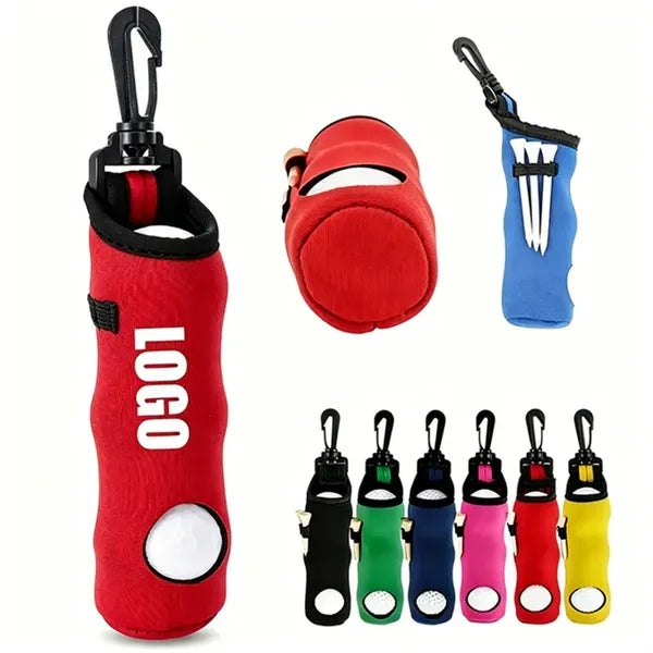 Golf Balls and Tees Bag with Keychain Belt Clip