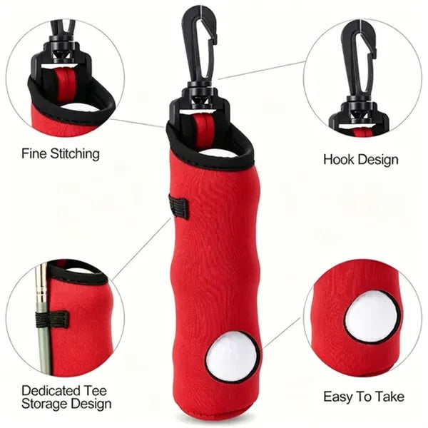 Golf Balls and Tees Bag with Keychain Belt Clip