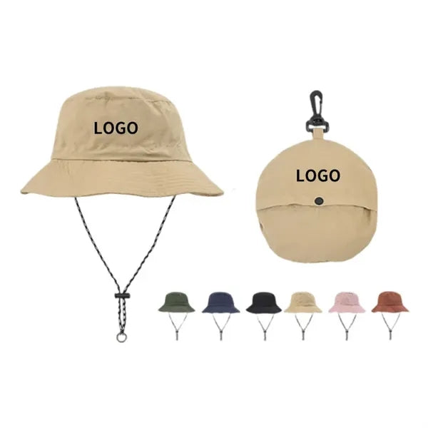 Collapsible Sun Protection Quick-Dry Bucket Hat With Pouch