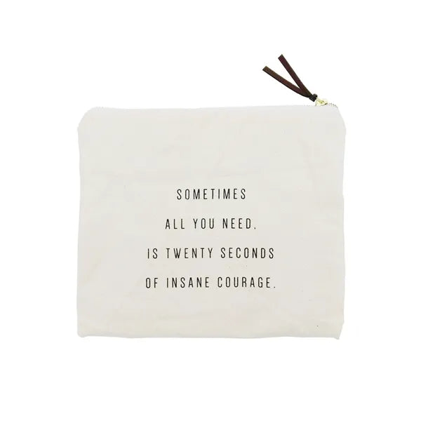Zipped Canvas Purse with Slogan