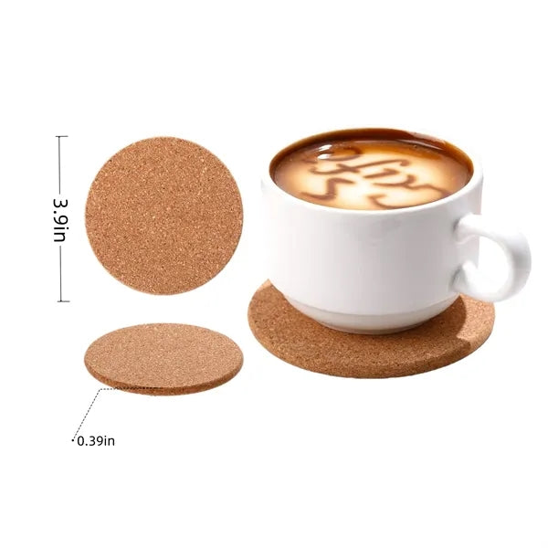 3.9"Lx0.39"H Round Cork Coaster