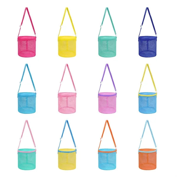 Kids Mesh Beach Bag Bucket With Adjustable Strap