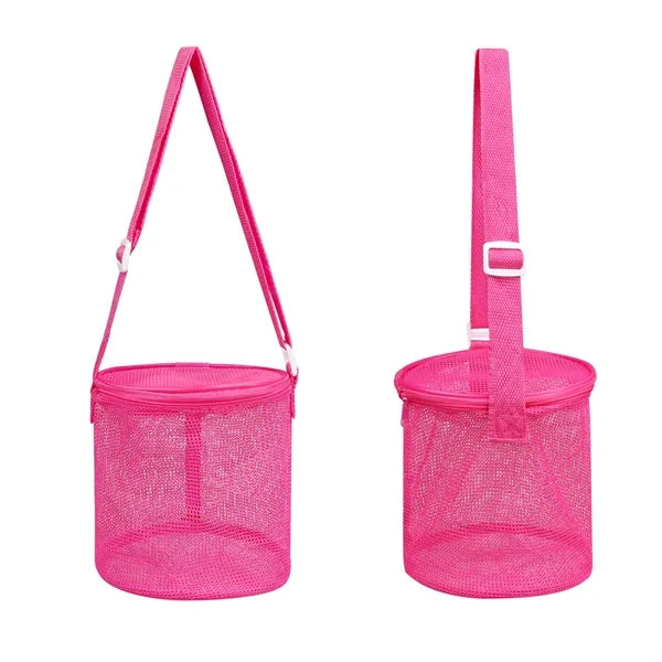 Kids Mesh Beach Bag Bucket With Adjustable Strap