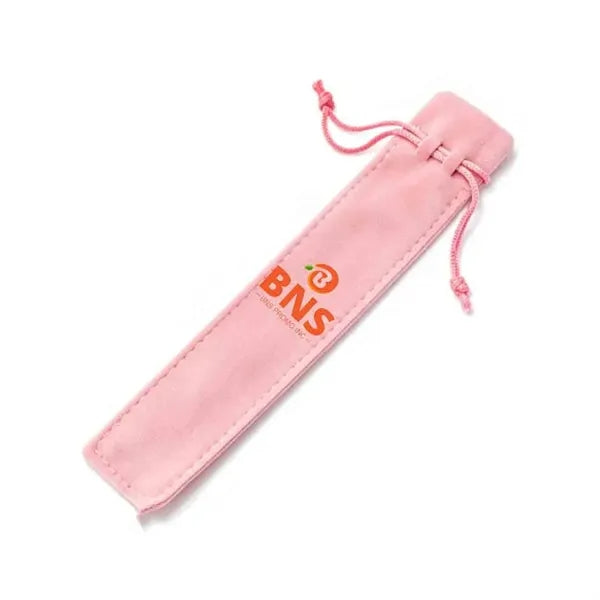 Multicolor Double-Sided Fleece Drawstring Pen Pouch