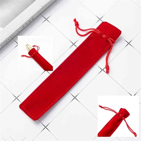 Multicolor Double-Sided Fleece Drawstring Pen Pouch