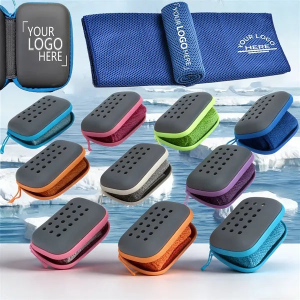 Microfiber Mesh Cooling Towel In Zippered EVA Case