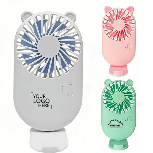 Plastic Mini Handheld Fan With Simple Desk Base