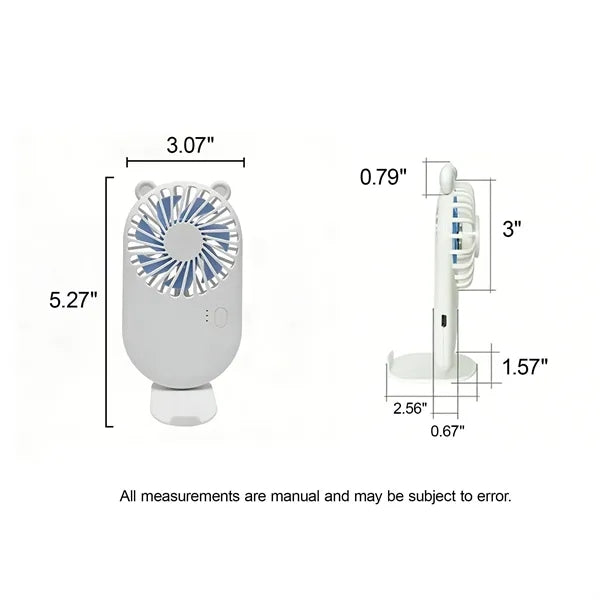Plastic Mini Handheld Fan With Simple Desk Base