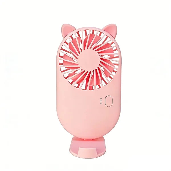 Plastic Mini Handheld Fan With Simple Desk Base