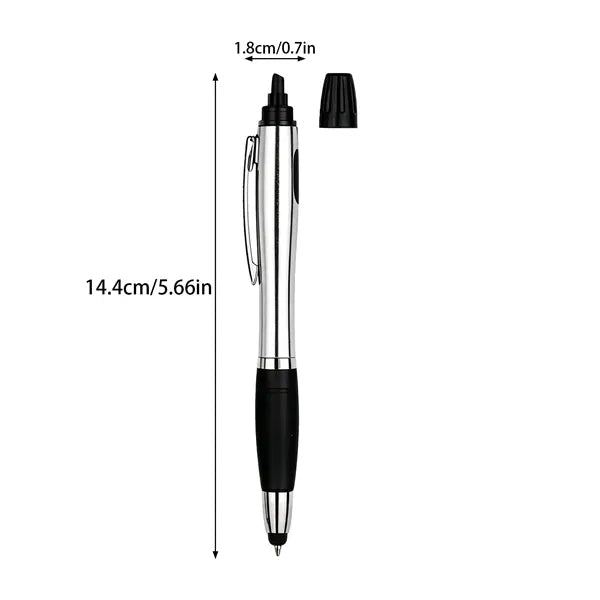 Ballpoint pen with highlighter and stylus functions