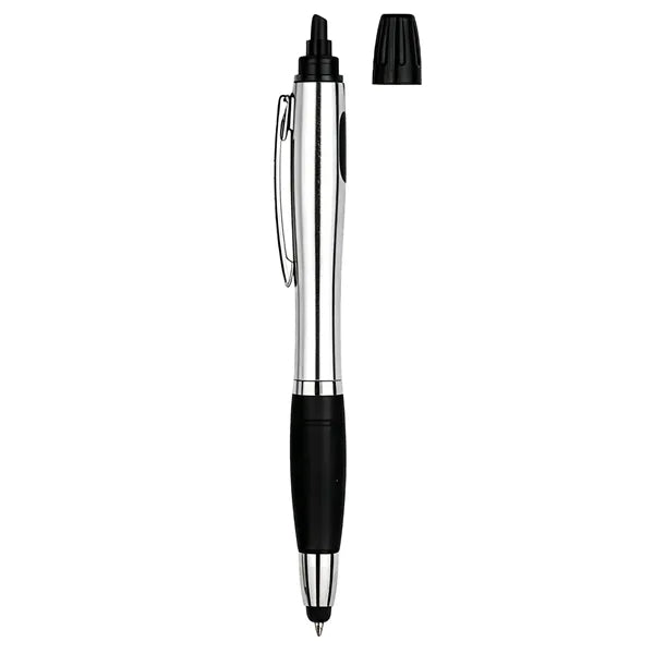 Ballpoint pen with highlighter and stylus functions