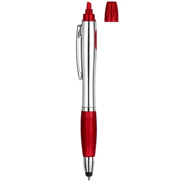 Ballpoint pen with highlighter and stylus functions