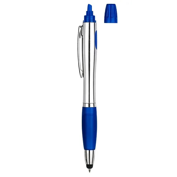 Ballpoint pen with highlighter and stylus functions