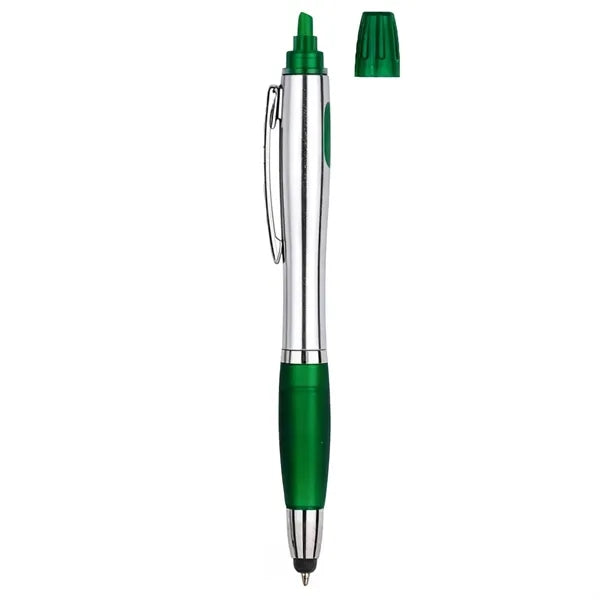 Ballpoint pen with highlighter and stylus functions