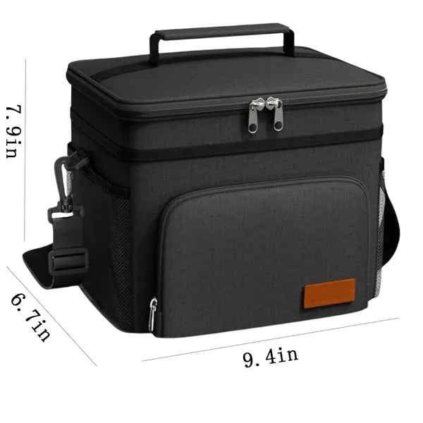 Large Double Layer Insulated Lunch Bag Leakproof Cooler Tote