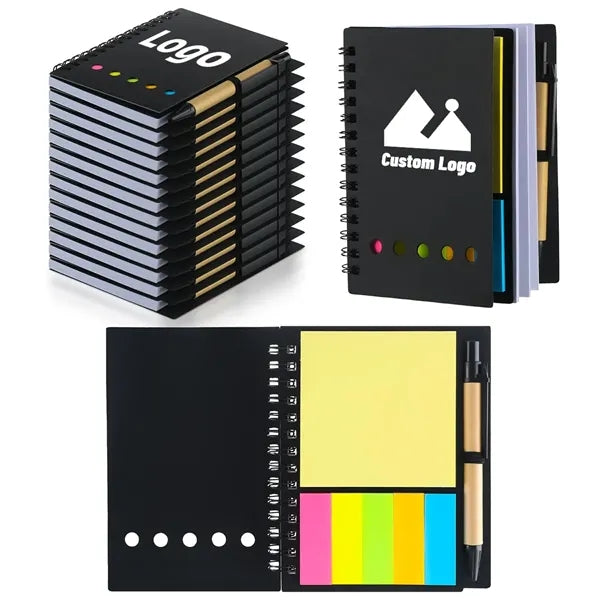 Spiral Notebook Pocket Notepad Pen Set Sticky Note