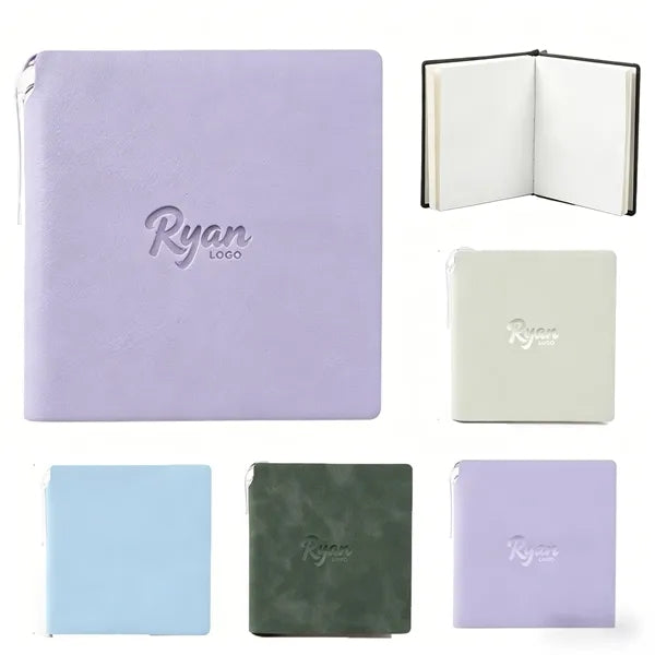 Logo A6 Square Pocket Notebook with Pen Clip, 200 Pag