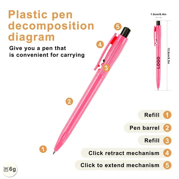 Logo Printable Plastic Click-Action Ballpoint Pen, Re