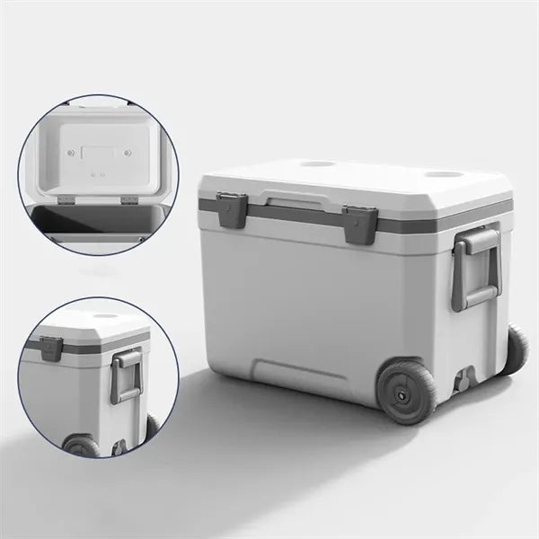 45L Rolling Hard Shell Cooler Ice Chest With Wheels