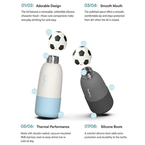 17oz Football Cup Lid Stainless Steel Water Bottle