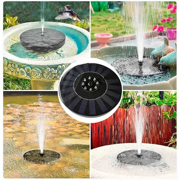 Solar-powered fountain outdoor pool with floating multicolor