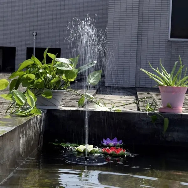 Solar-powered fountain outdoor pool with floating multicolor