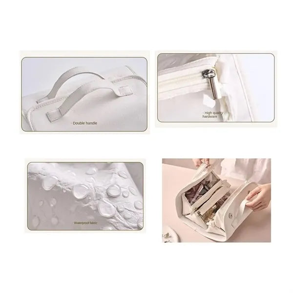 4 in 1 Travel Makeup Bag with Detachable Clear Compartments