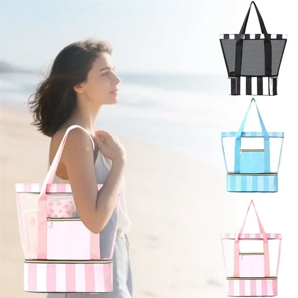 Double Layer Beach Bag Large Capacity Swim Travel Tote