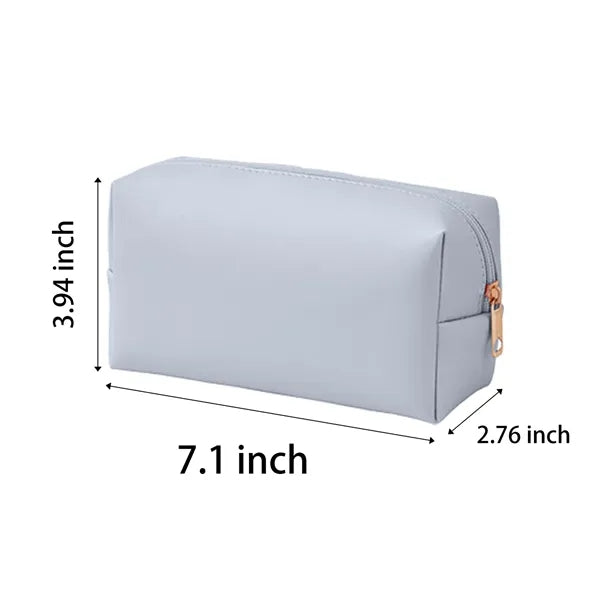 Leather Makeup Bag Small Zipper Cosmetic Organizer Travel