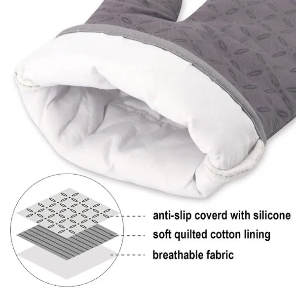 Single Non-Slip Silicone Grip Oven Mitt with Cotton Lining