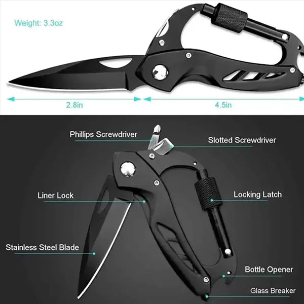 6 in 1 Multitool Carabiner Keychain
