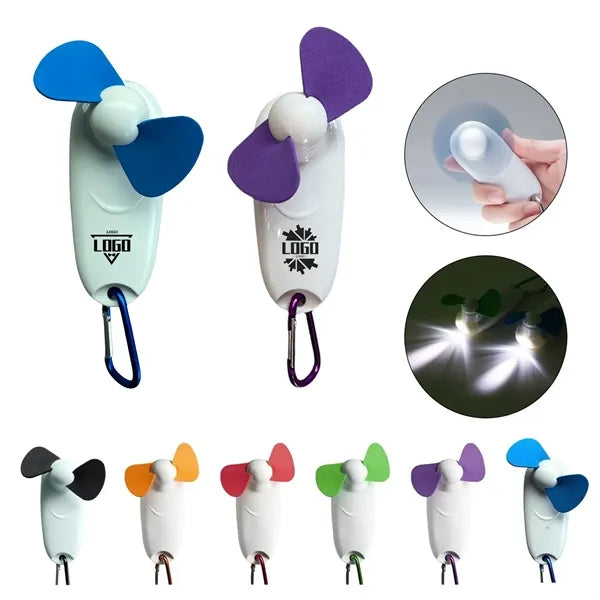 ABS Mini Fan With LED Light And Carabiner