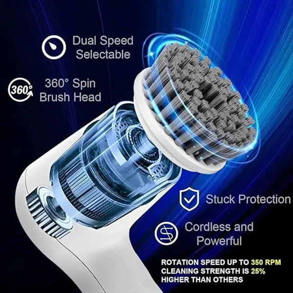 Electric Spin Scrubber with 5 Brush Heads for Home Cleaning