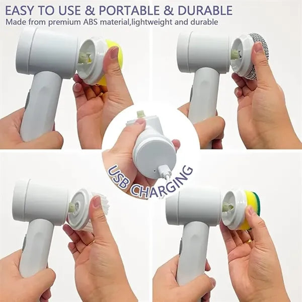 Electric Spin Scrubber with 5 Brush Heads for Home Cleaning